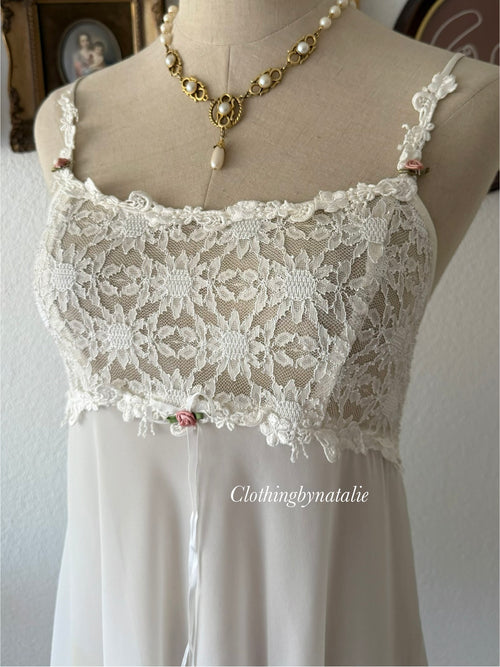California Dynasty White Chiffon Babydoll Size M