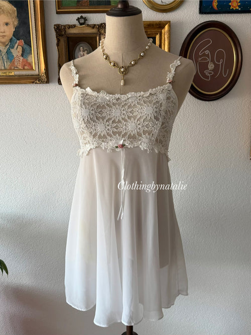 California Dynasty White Chiffon Babydoll Size M