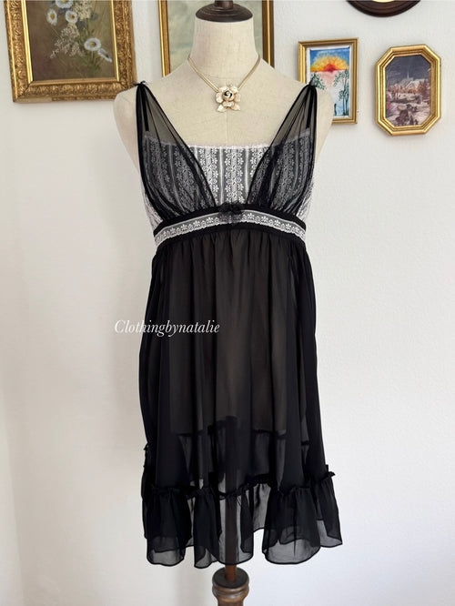 Betsey Johnson Black Chiffon Babydoll size M/L