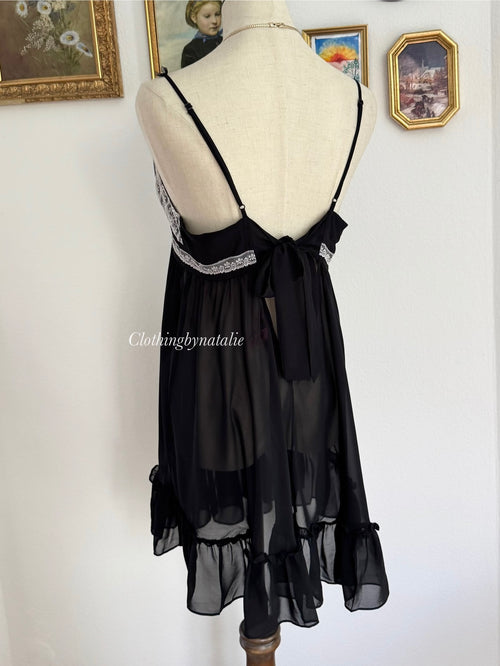 Betsey Johnson Black Chiffon Babydoll size M/L