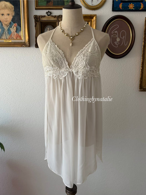Linea Donatella White Chiffon Babydoll size M