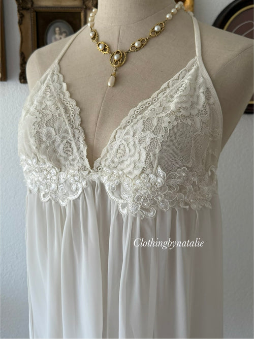 Linea Donatella White Chiffon Babydoll size M