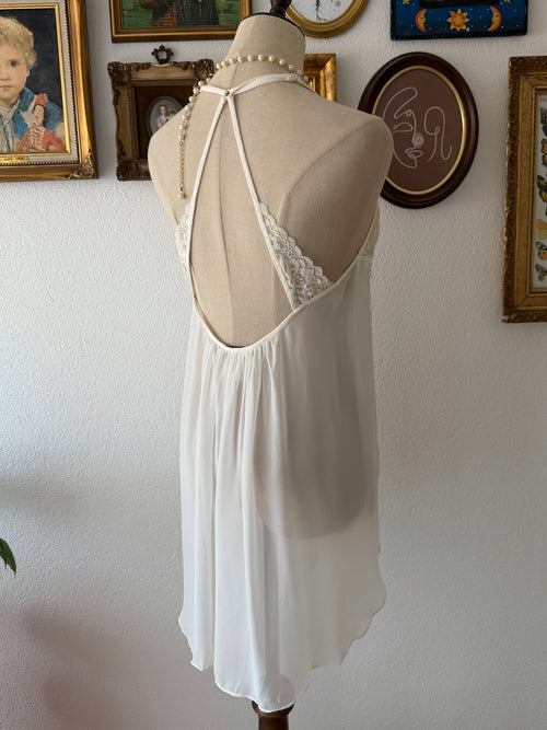 Linea Donatella White Chiffon Babydoll size M