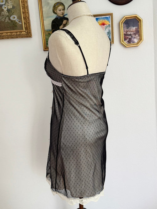 Whimsical Black Lace Slip Dress size S