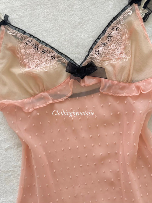 Orange Sheer Chiffon Slip Size S