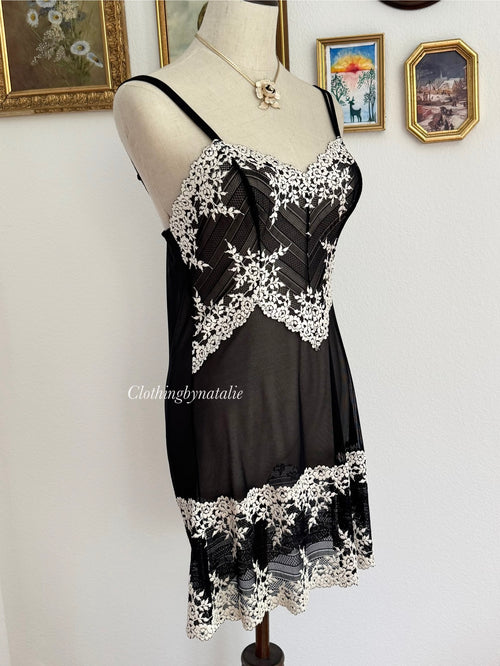 Black White Mesh Slip Dress size S/M