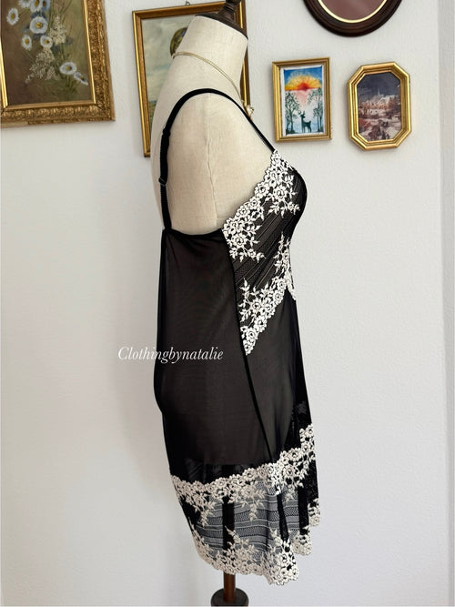 Black White Mesh Slip Dress size S/M