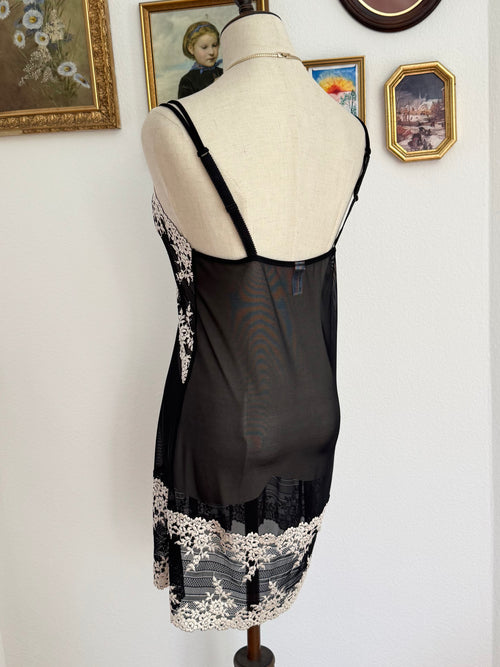 Black White Mesh Slip Dress size S/M