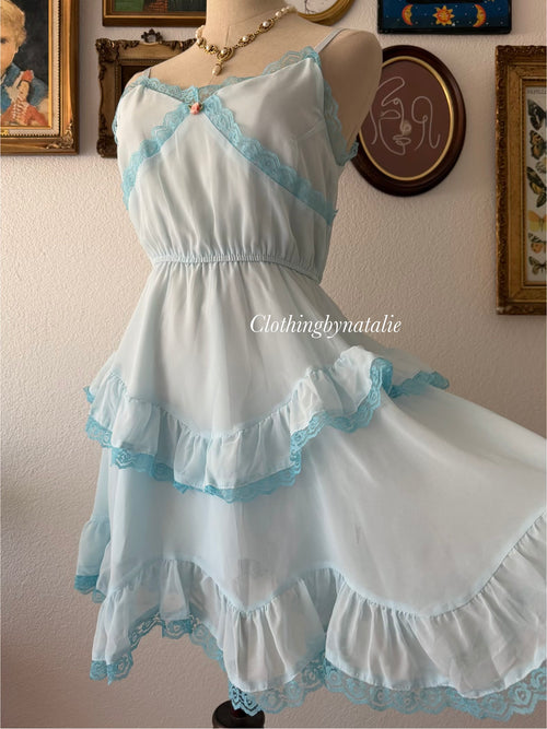 Butterfly Blue Chiffon Babydoll size S