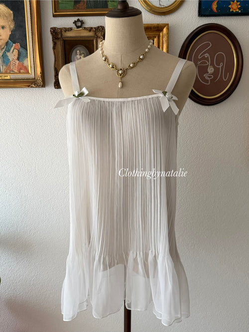 Papillon Pleated White Chiffon Babydoll size S/M