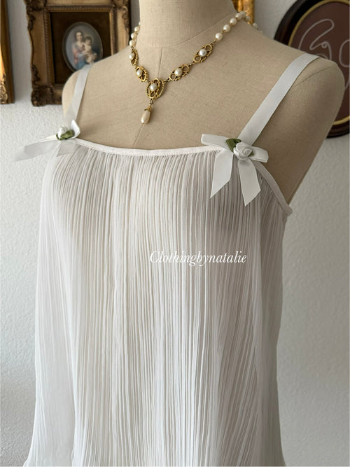 Papillon Pleated White Chiffon Babydoll size S/M