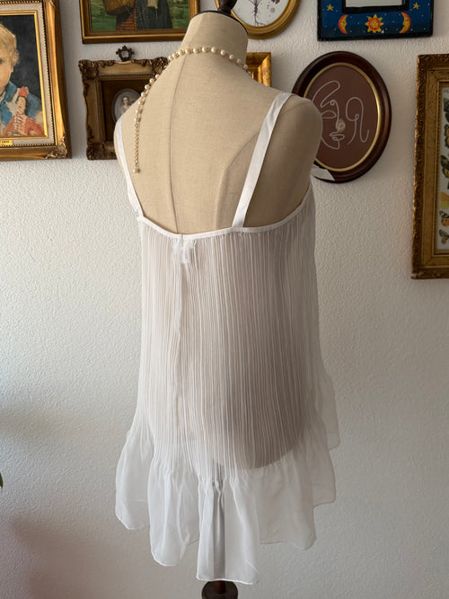 Papillon Pleated White Chiffon Babydoll size S/M