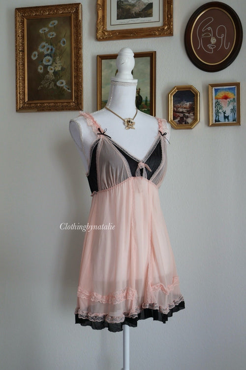 Japanese Black Orange Mesh Babydoll (S/M)