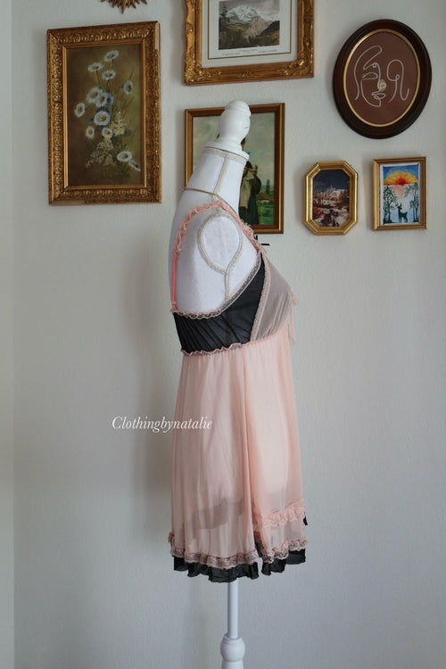 Japanese Black Orange Mesh Babydoll (S/M)