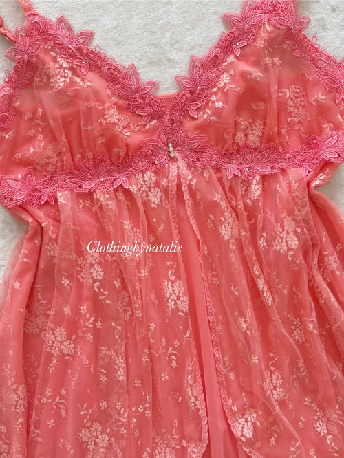 Fairy Floral Lace Orange Babydoll Size M