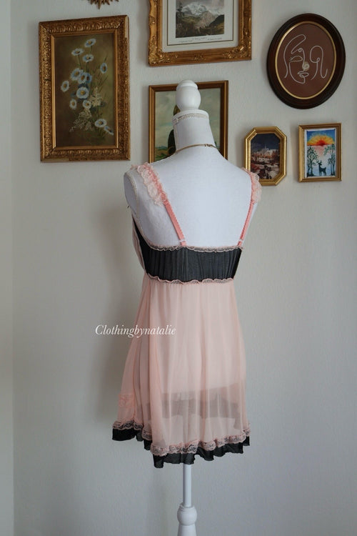 Japanese Black Orange Mesh Babydoll (S/M)