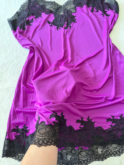 Natori Black Purple Slip Dress (L/XL)
