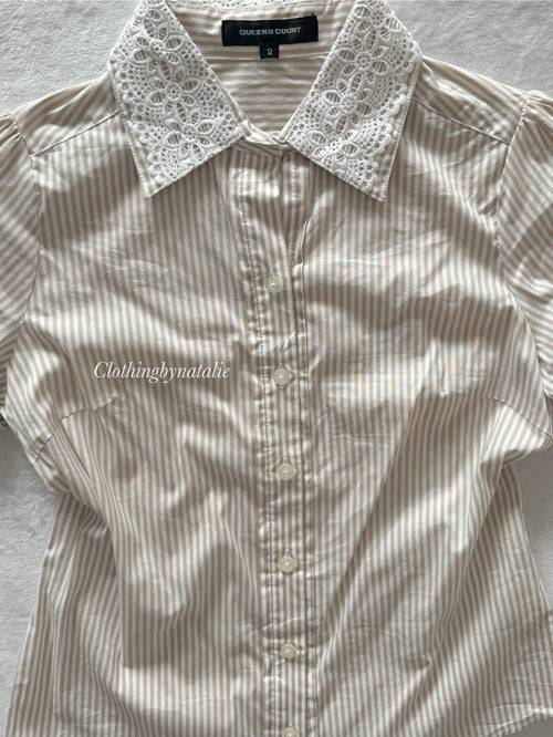 Japanese Stripe Cotton Blouse Size S