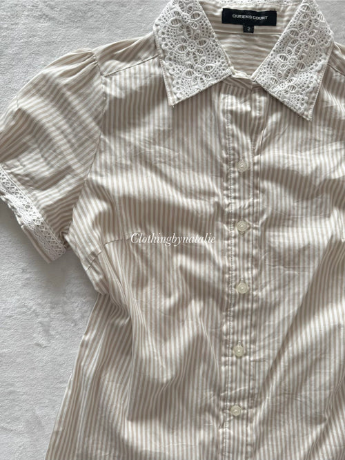 Japanese Stripe Cotton Blouse Size S