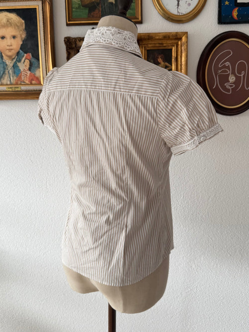 Japanese Stripe Cotton Blouse Size S