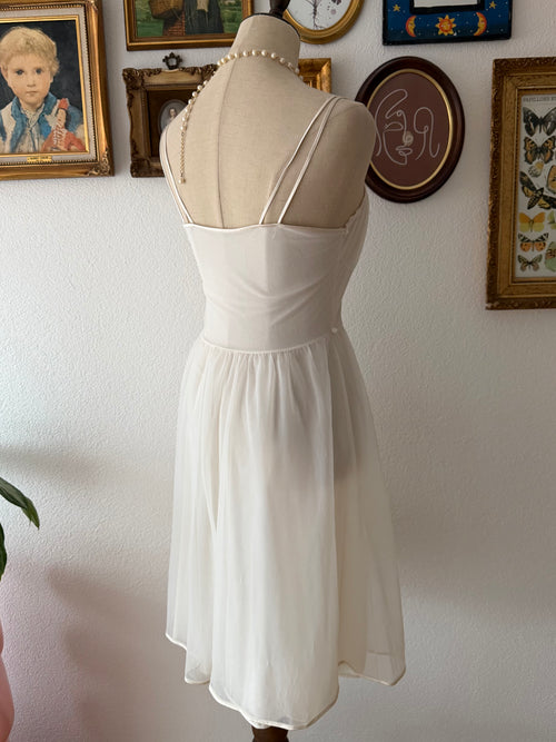 Vintage Beige Nylon Babydoll Gown size S