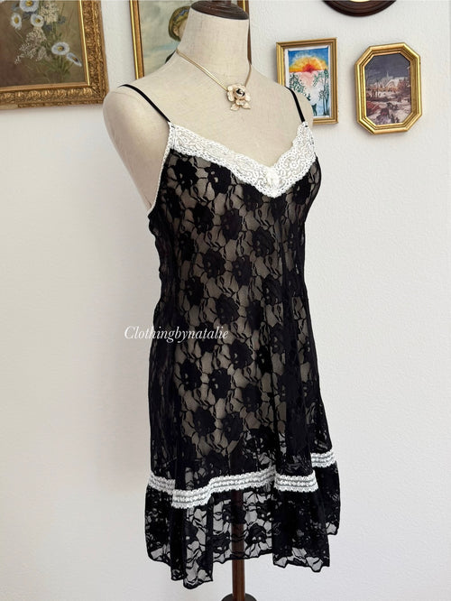 Black Lace Slip Dress size S/M