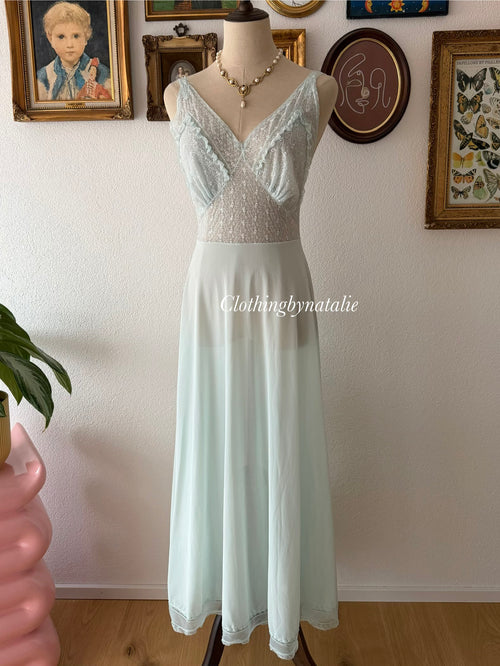 Vintage Luxite Blue Maxi Nightgown size S