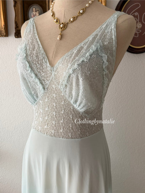 Vintage Luxite Blue Maxi Nightgown size S