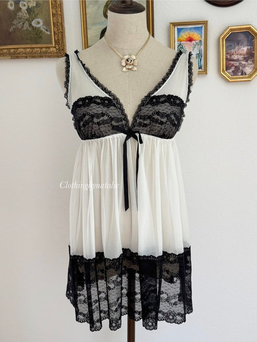 Victoria’s Secret Black White Mesh Babydoll size M/L