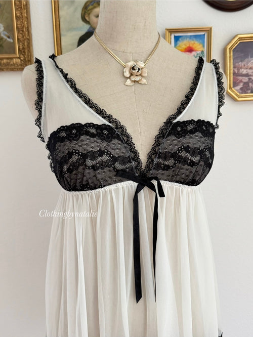 Victoria’s Secret Black White Mesh Babydoll size M/L