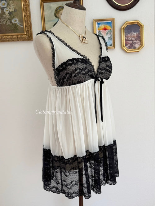 Victoria’s Secret Black White Mesh Babydoll size M/L