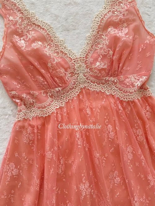 Romantic Orange Lace Babydoll Size S