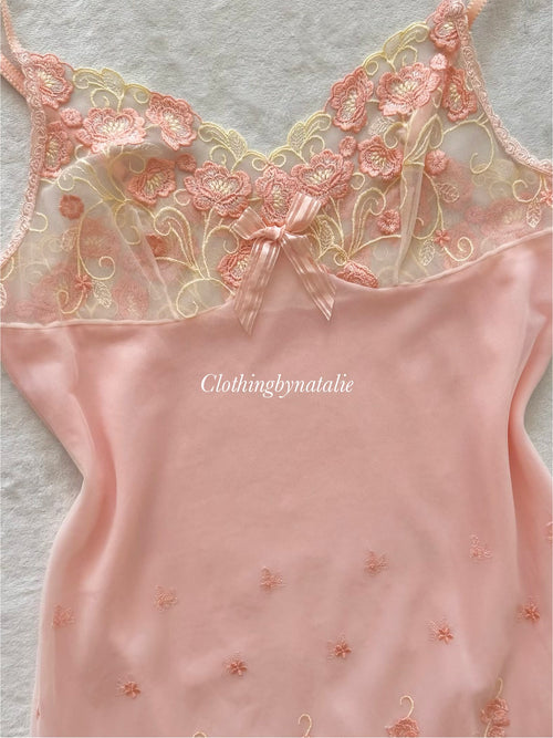 Embroidery Sheer Mesh Gown Size S