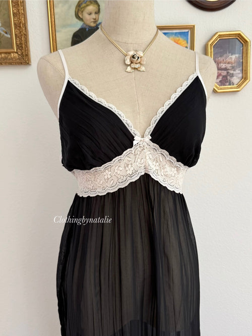 Linea Donatella Black Chiffon Maxi Slip size M/L