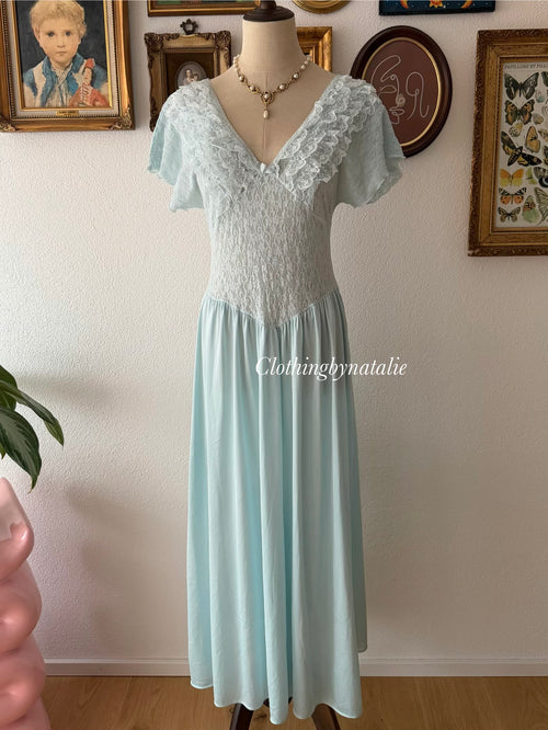 Beth Michaels Blue Nylon Maxi Nightgown size M