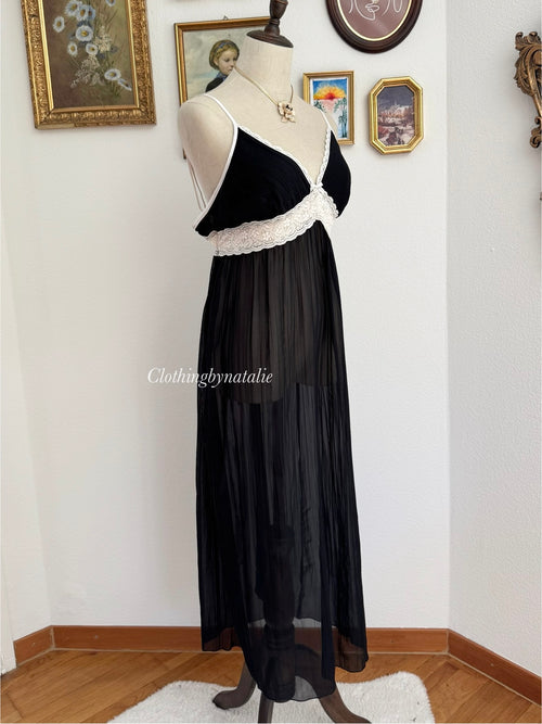 Linea Donatella Black Chiffon Maxi Slip size M/L