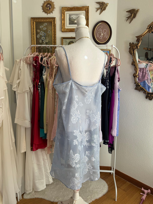 Secret Treasure Blue Brocade Slip Dress (L/XL)