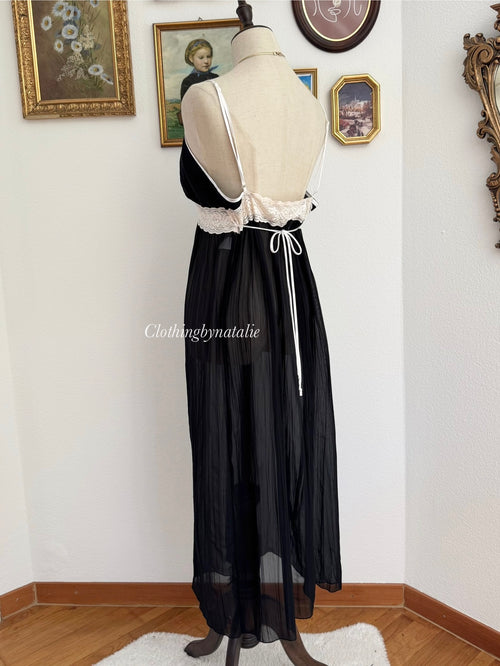 Linea Donatella Black Chiffon Maxi Slip size M/L