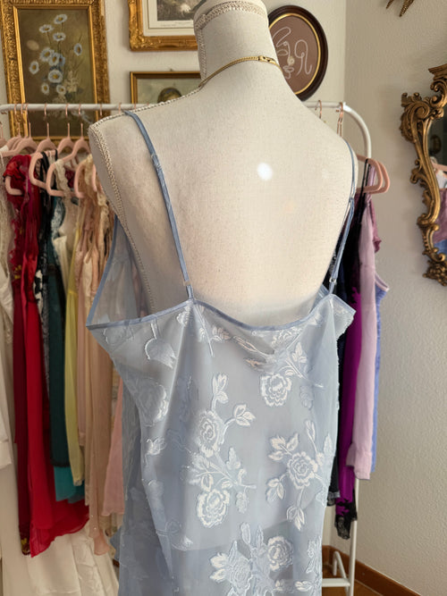 Secret Treasure Blue Brocade Slip Dress (L/XL)