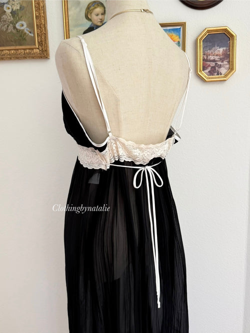 Linea Donatella Black Chiffon Maxi Slip size M/L