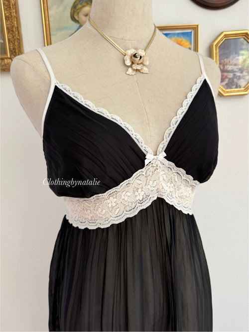 Linea Donatella Black Chiffon Maxi Slip size M/L