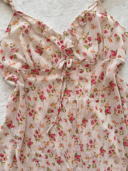 Sheer Floral Chiffon Babydoll Size M