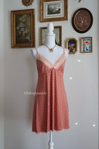 Orange Poka Dots Stretchy Slip Dress (S/M)