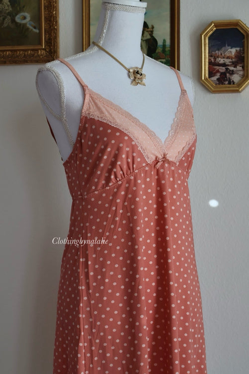 Orange Poka Dots Stretchy Slip Dress (S/M)