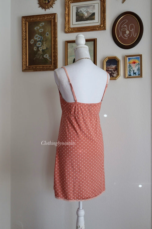 Orange Poka Dots Stretchy Slip Dress (S/M)
