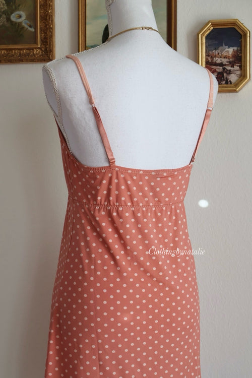 Orange Poka Dots Stretchy Slip Dress (S/M)