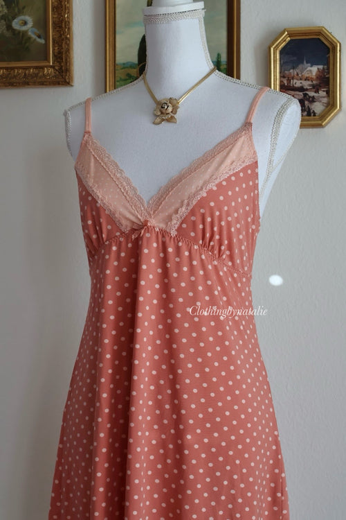 Orange Poka Dots Stretchy Slip Dress (S/M)