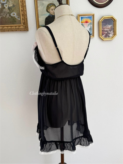 Flora Black Chiffon Babydoll size M