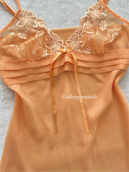 Orange Sheer Chiffon Slip Size S