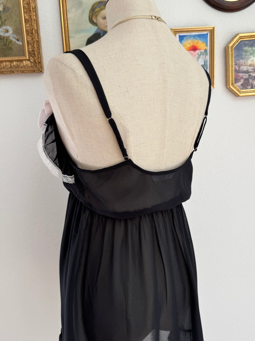 Flora Black Chiffon Babydoll size M